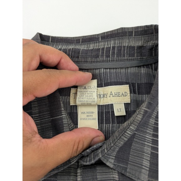 The Territory Ahead Button Up Shirt Mens L Tall Striped Black Long Sleeve Casual - Picture 7 of 8